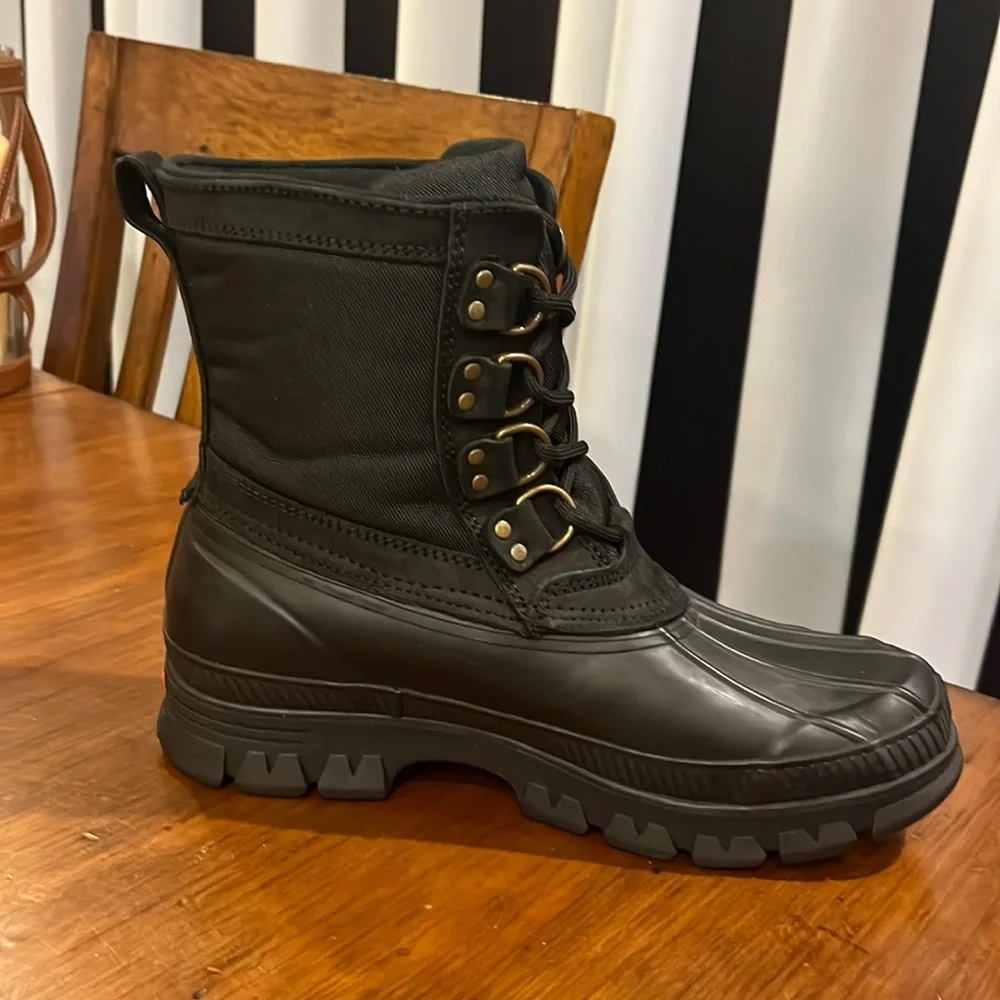 Polo Ralph Lauren Crestwick Winter Duck Boots new black red Mens Size 8